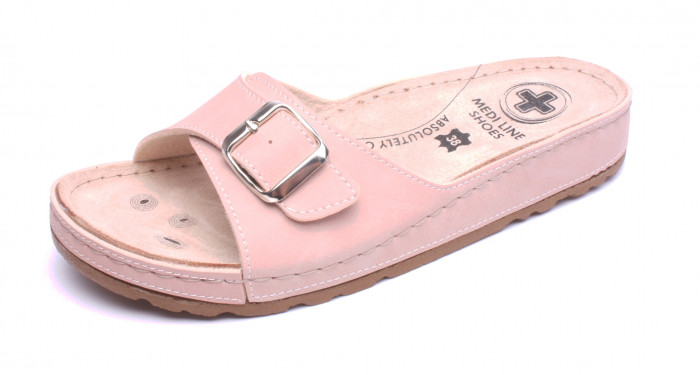 detail MEDI LINE, S182.010 - dámské růžové pantofle