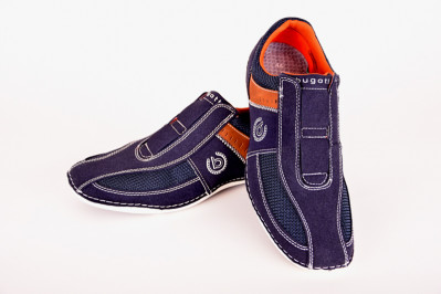 BUGATTI, 321-48067-5400 4100 pánské modré mokasíny, vycházková obuv
